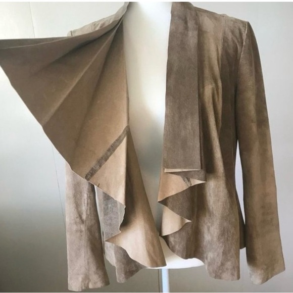 Neiman Marcus Suede Open Front Waterfall Jacket - Picture 2 of 8
